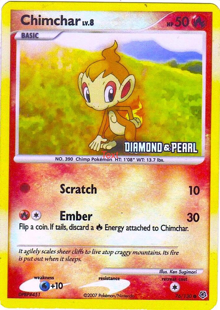 Chimchar 76/130 Reverse Holo - Diamond & Pearl Stamped