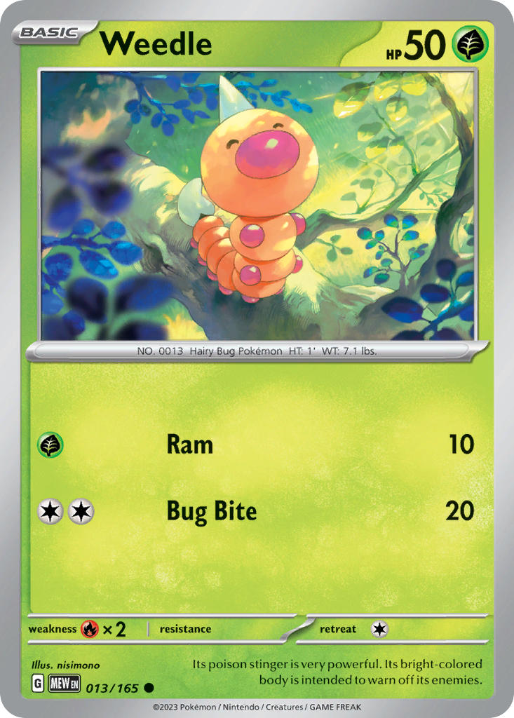 Weedle 013/165 - 151 (reverse-holo)