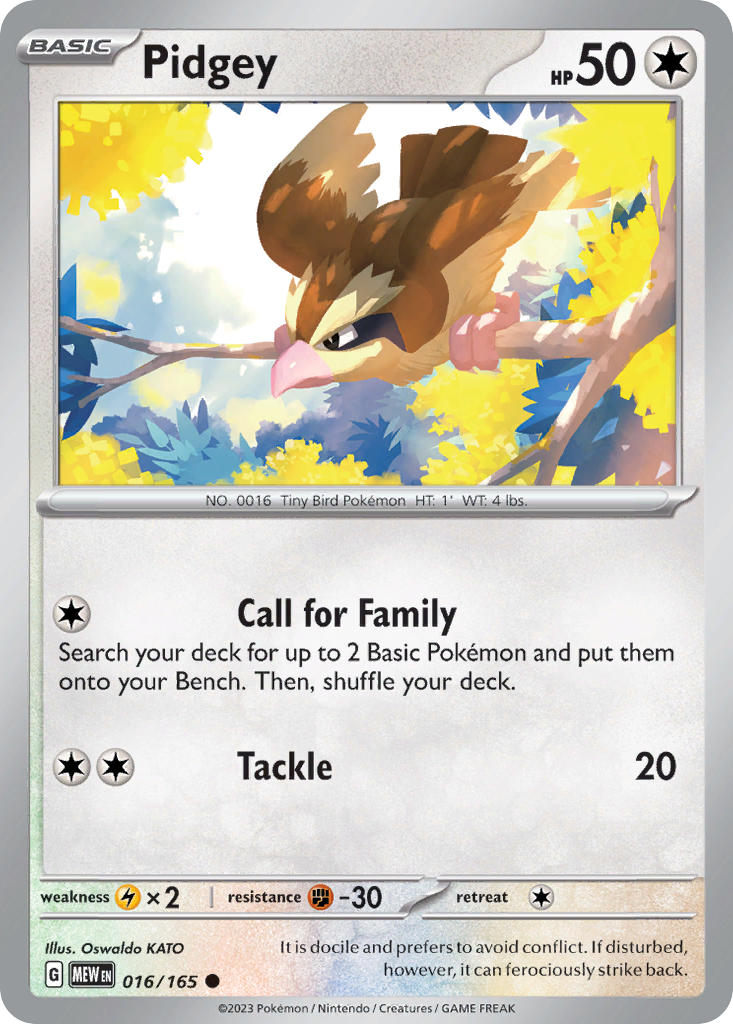 Pidgey 016/165 - 151 (reverse-holo)