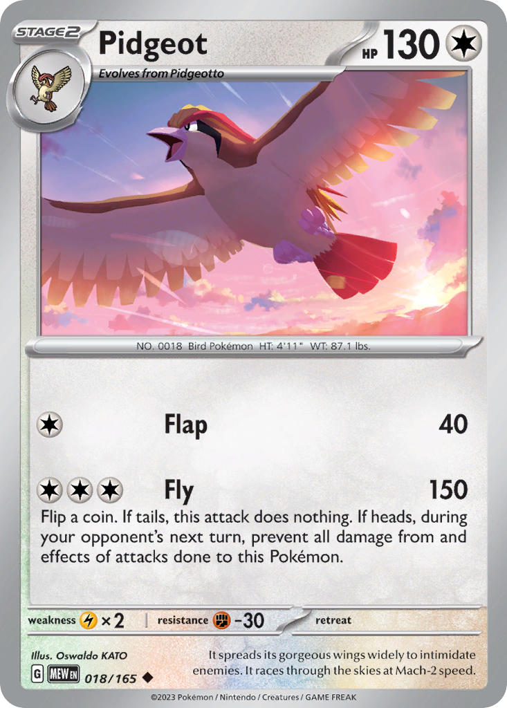 Pidgeot 018/165 - 151 (reverse-holo)